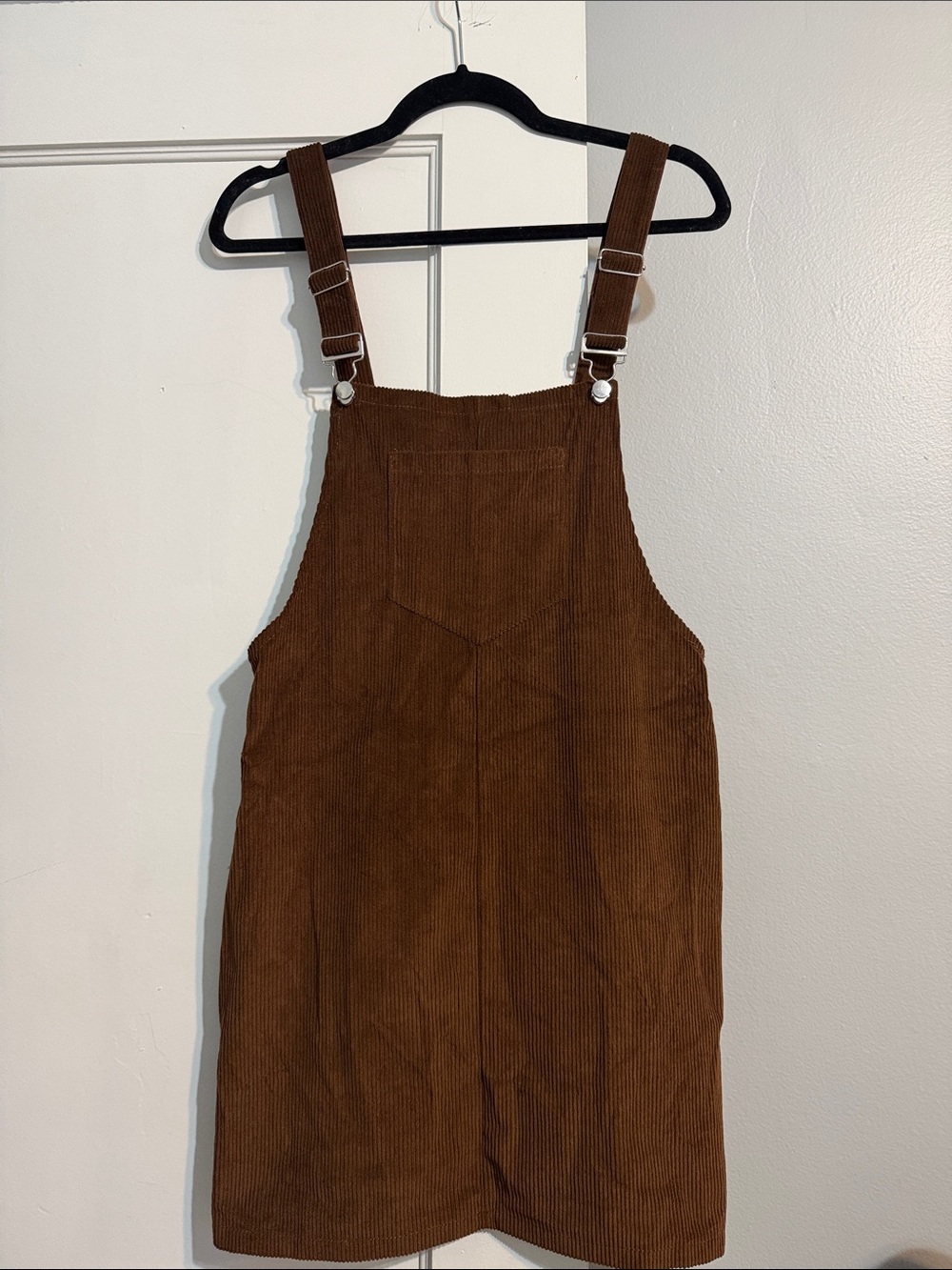 Corduroy Pinafore Dress in Rich Brown